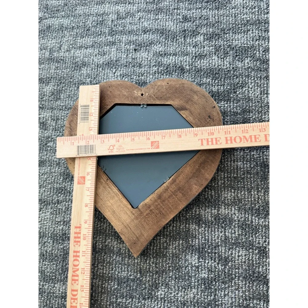 Cottagecore Vintage Heart Shaped Hand Painted Floral Wood Wall Mirror Decor Vtg